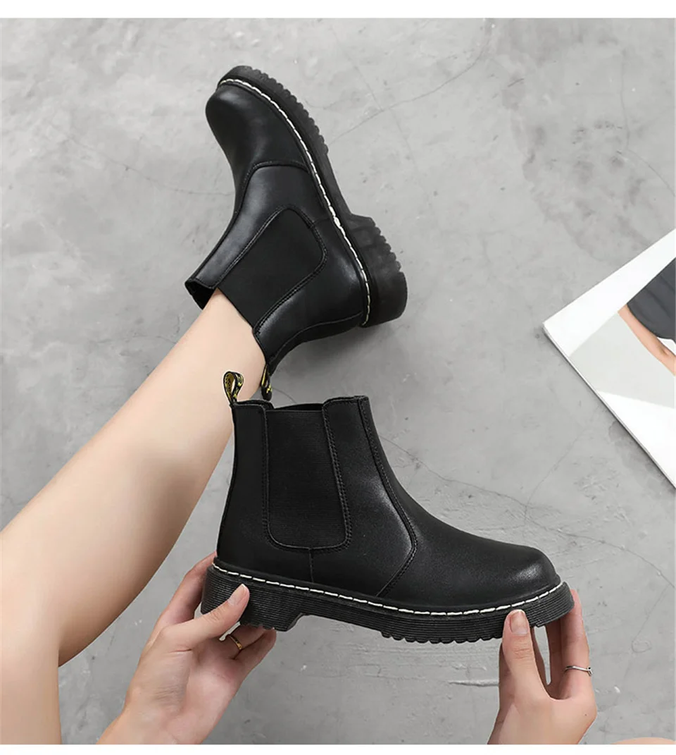 Malemonkey/Коллекция года; Size35-40-зимняя обувь; модные женские ботинки; ботинки «Челси»; классические женские ботинки на шнуровке с круглым носком