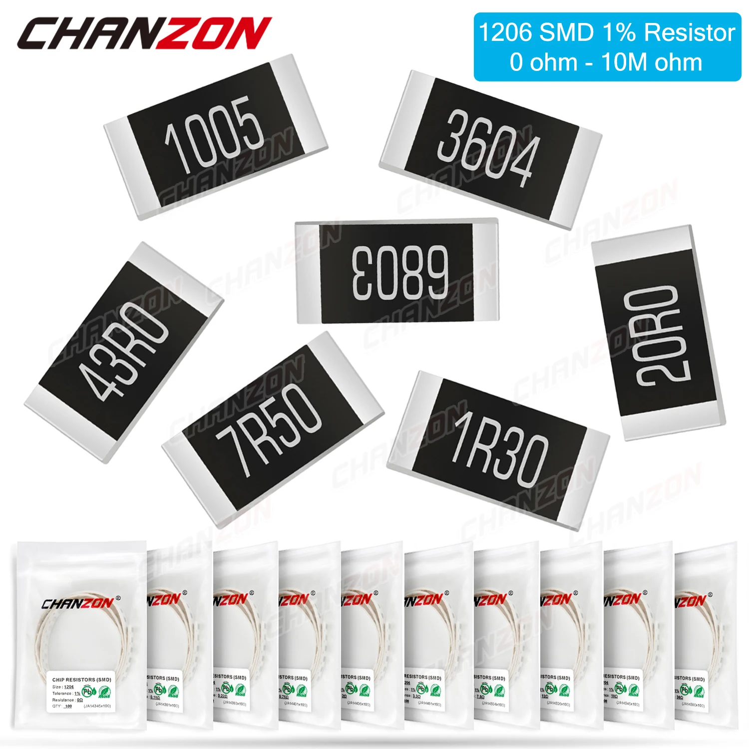 100 Uds SMD 1206 resistencias 0ohm - 10M Ohm 1/4W 1% de la alta precisión Chip de película fijo resistencia 0,01 0,22 4R7 100, 220, 330, 1K, 10K, 300K