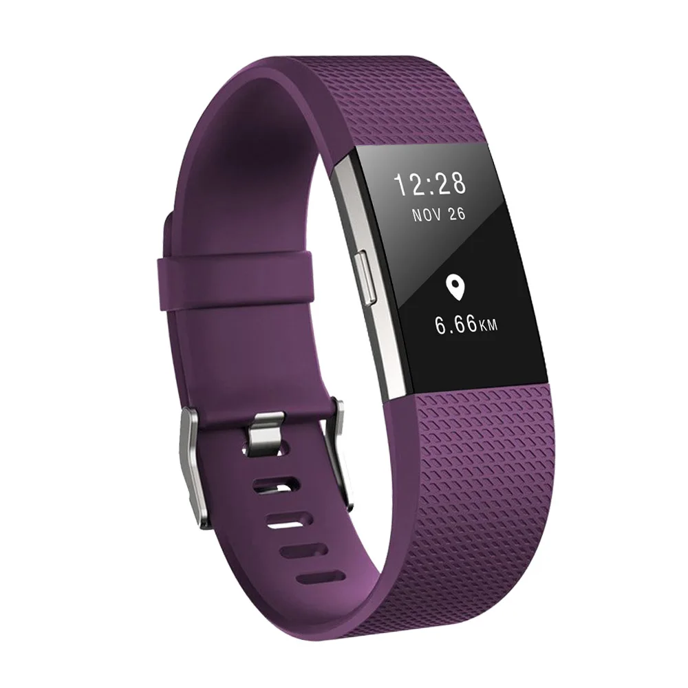 Baaletc сменные полосы для Fitbit Charge 2 силиконовые водонепроницаемые полосы для Fit bit Charge 2 Браслет маленький/большой - Цвет: purple