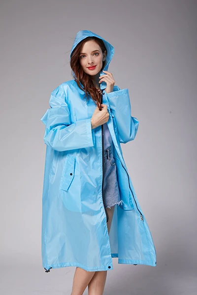 sky blue Женский Стильный твердый желтый дождевик пончо водонепроницаемый плащ с капюшоном и карманами - Цвет: sky blue