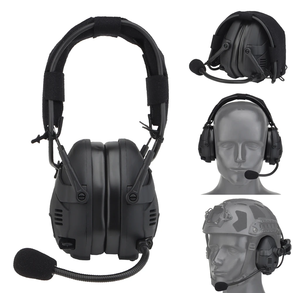 

Noise Reduction Tactical Headset Sound Pickup Shooting Military Helmets USB Recharable Airsoft Paintball CS Protective Headphone