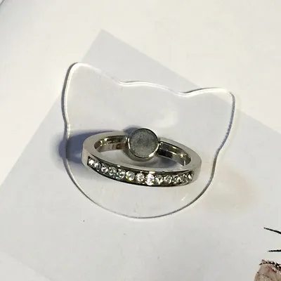 Silver Прозрачный Универсальный металлический мобильный телефон кольцо-держатель на палец держатель Стразы подставка кошачья голова поддержка для iPhone для samsung - Цвет: Silver