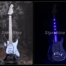 LED Light Electric Guitar DK-LD85 FR Bridge H-S-H Pickups Acrylic Body Crystal Guitar