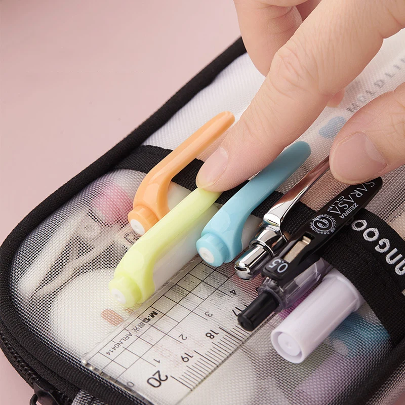Pencil Cases Transparent Mesh Pencil Case Creative Colored Pen Bag For Students Storage Pouch Stationery School Office Supplies pencil cases
