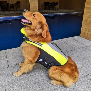 

Dogs Swimwear Pets Swimming Suit Dog Yellow Life Jacket Dog Life Vest Summer Shark Dog Clothes Breathable Reflective