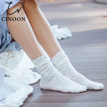 

CINOON Harajuku Woman Socks Cotton with Rose Flower Socks Sexy Retro Elastic Comfortable women's sock