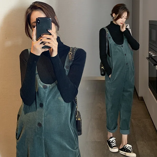 

Winter Warm New Womens Jumper Corduroy Overalls Loose Romper Oversize Ladies Jumpsuit Pockets Pants Plus Size