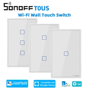 Image 1 - SONOFF – interrupteur mural intelligent T0US TX Wifi, minuterie 1/2/3 gangs, prise en charge du contrôle vocal/APP/tactile, fonctionne avec Alexa Google Home IFTTT 