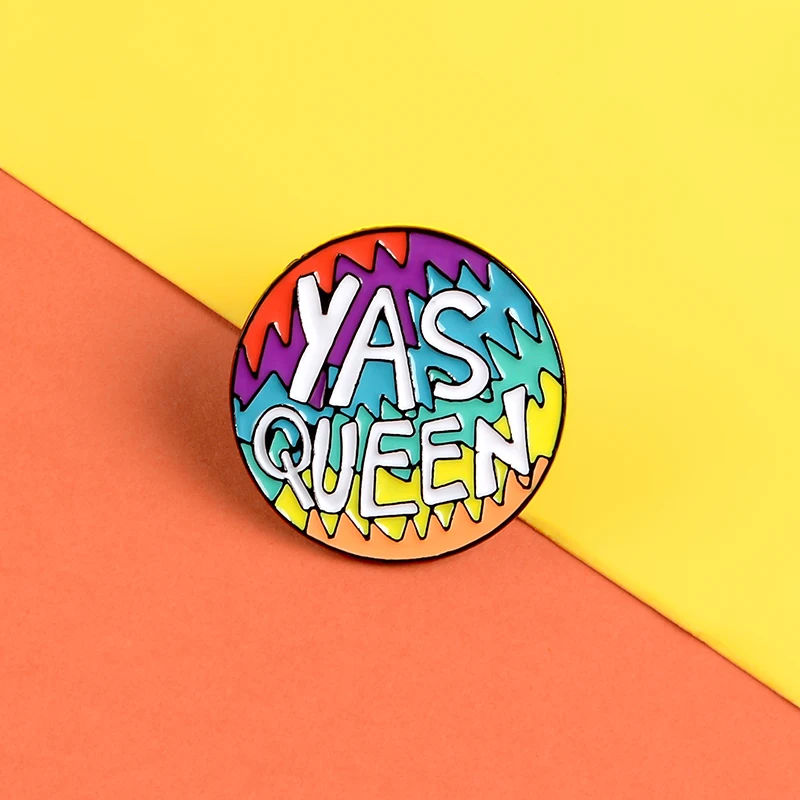 Эмалированные булавки в виде телешоу значки Yas Queen радужные круглые на лацкан