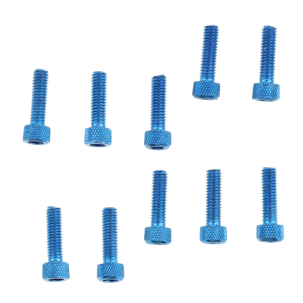 MagiDeal 10pcs Hex Socket Cap Head Screw Bolt Aluminum Alloy Blue M6 x 20mm