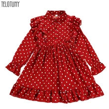 Платье telotuny для девочек; платье принцессы в горошек для девочек; детское платье с рюшами; платье принцессы; одежда Sukienka Dziewczynka