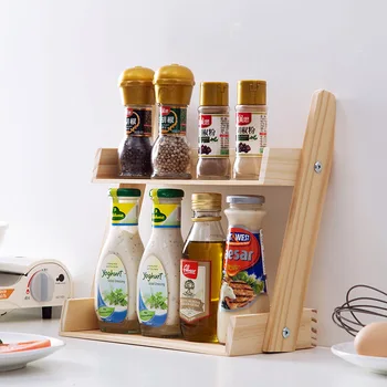 

Wood Spice Rack Kitchen Multi-Function Countertop Seasoning Box Storage Rack Multi-Layer Condiment Holder