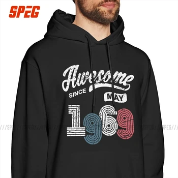 

Men Hooded Sweatshirts Awesome Since May 1969 Vintage 50th Birthday 100% Cotton Fall Novelty Hoodies 50 years old Hoodie Shirt