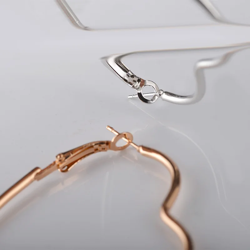 Корейские золотые серебряные серьги-кольца для женщин полые сердца преувеличенные массивные серьги-гвоздики Mujer ювелирные изделия в стиле "Бохо" Femme подарок