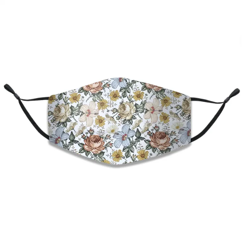 

Color Flower Pattern Face Mask Reusable Multilayer Reversible Fabric Face Mask In Printsmask for Women with Nose Clip Night Sky