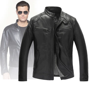

shipping.classic casual Free style,Plus size soft sheepskin Jackets,men genuine Leather jacket.motor biker leather coat,sales
