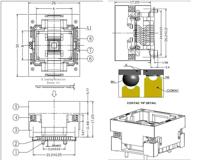 Allsocket-eMMC153/169 тестовая розетка с 5 ограничителями размера, BGA169 и BGA153, подключается к SD концентратору, программирование NAND Flash