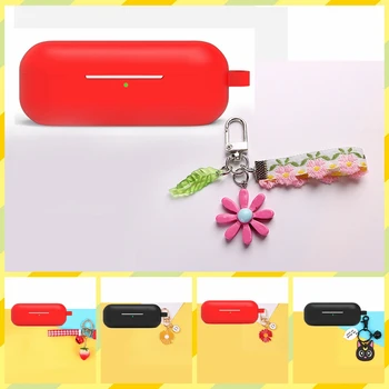 

For QCY T1S/ QS2 Case luxury flora Strawberry keyring silicon flower headphone case For qcy t1S keychain Earphone case fundas