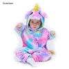 Disfraz de franela de unicornio Kigurumi para niños, ropa de dormir de invierno para bebés, mono de gato, dinosaurio, Panda, animales ► Foto 2/6