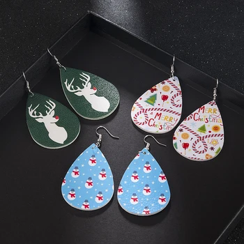 

Fashion Retro Ethnic Christmas Leather Earring Exaggerated Originality Water Drop Pendant Fashion Earrings For Women 2019