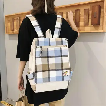 

Student bags school backpacks girls canvas lattice book packs 2020 new arrival korean version teenage bags