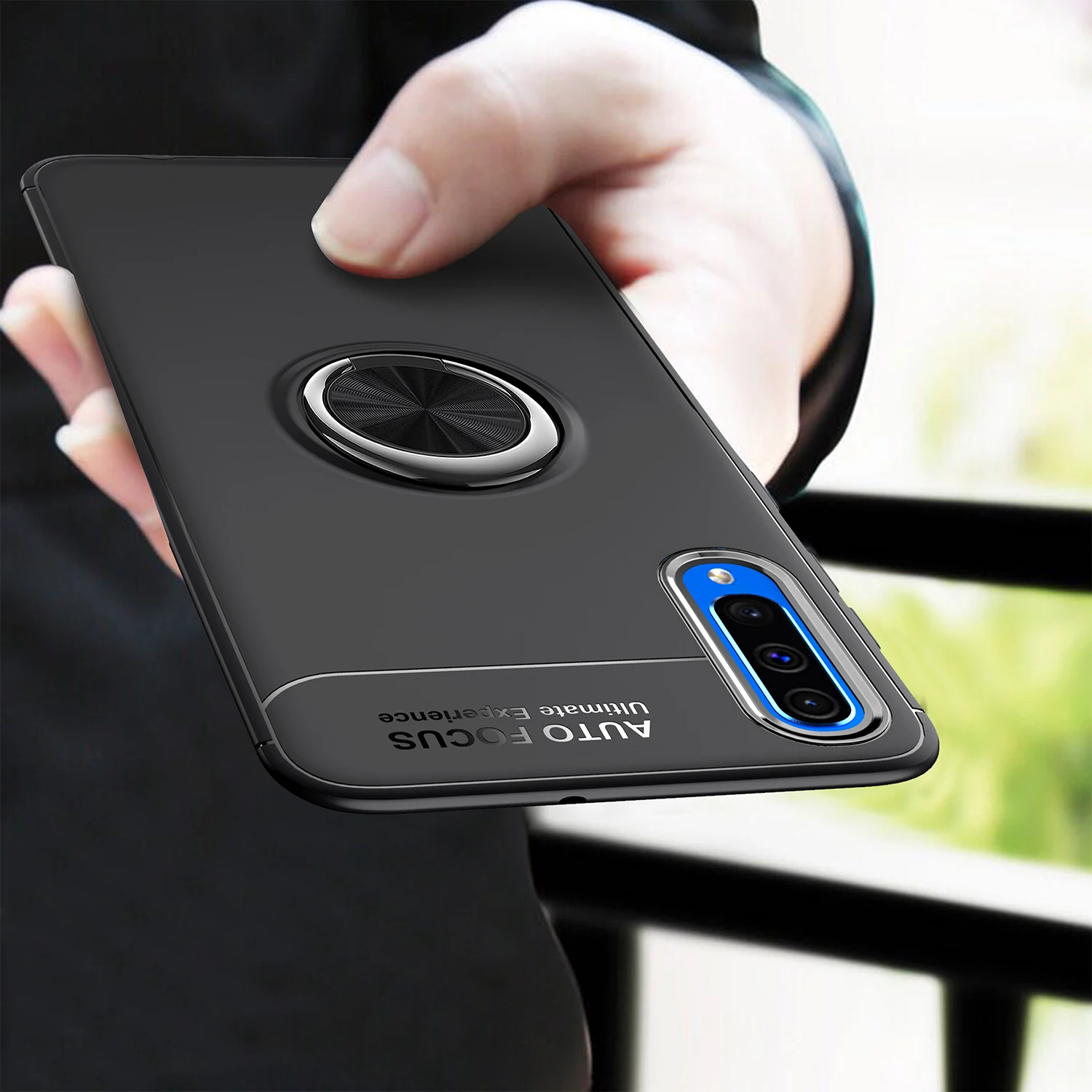 

For Samsung Galaxy A50 A30 A40 A20 A70 Case Lenuo Shockproof Silicone+Metal Ring Holder Back Cover Phone Stand For Samsung A50