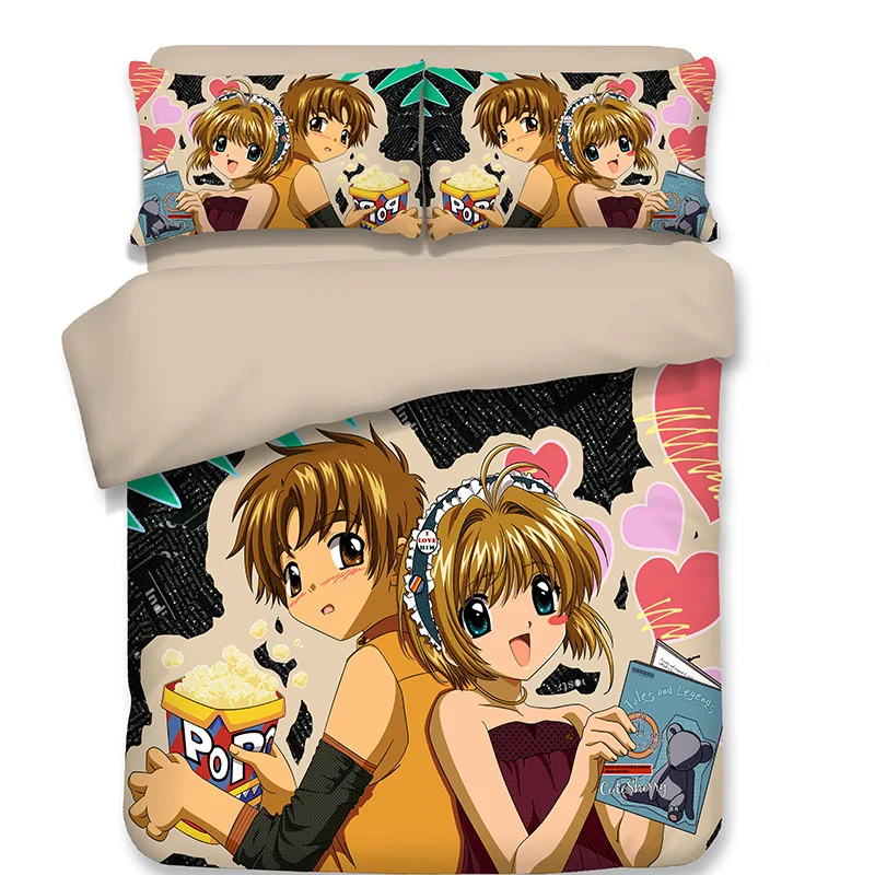 3D Anime Cardcaptor Sakura Print Bedding Set Duvet Covers Pillowcases One Piece Comforter Sets Bedclothes Bed Linen 07 | Дом и сад