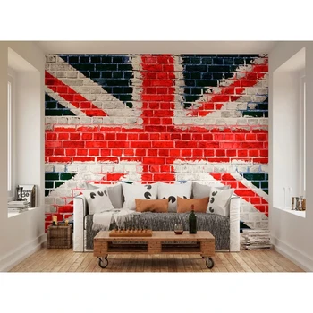 

Hot Customize 3d Wall Stickers UK Flag Brick Wall Mural Decals Creative Design for Home Deco Photo Wallpaper