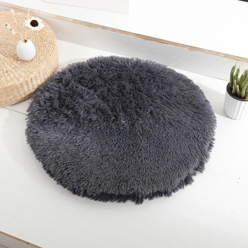 Title 16, Round Pet Dog Bed Mat Long Plush Soft Fluffy Pe...