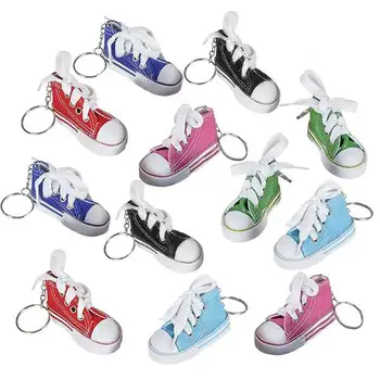 

Mini Canvas Sneaker Keychains for Kids and Adults - Set of 12 - 3 Inch Tennis Shoe Key Chains - Cool Birthday Party Favors