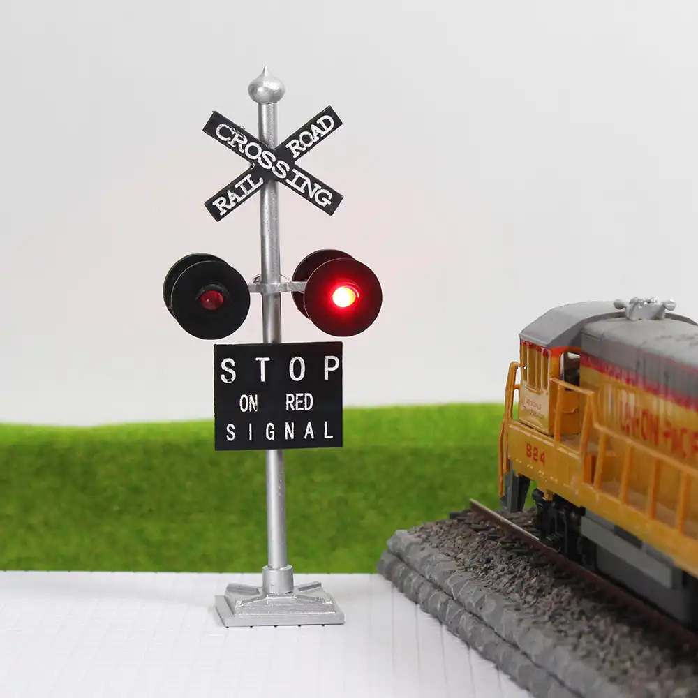 2pcs Model Railroad Train Signals Red Yellow Green Block Signal O Scale