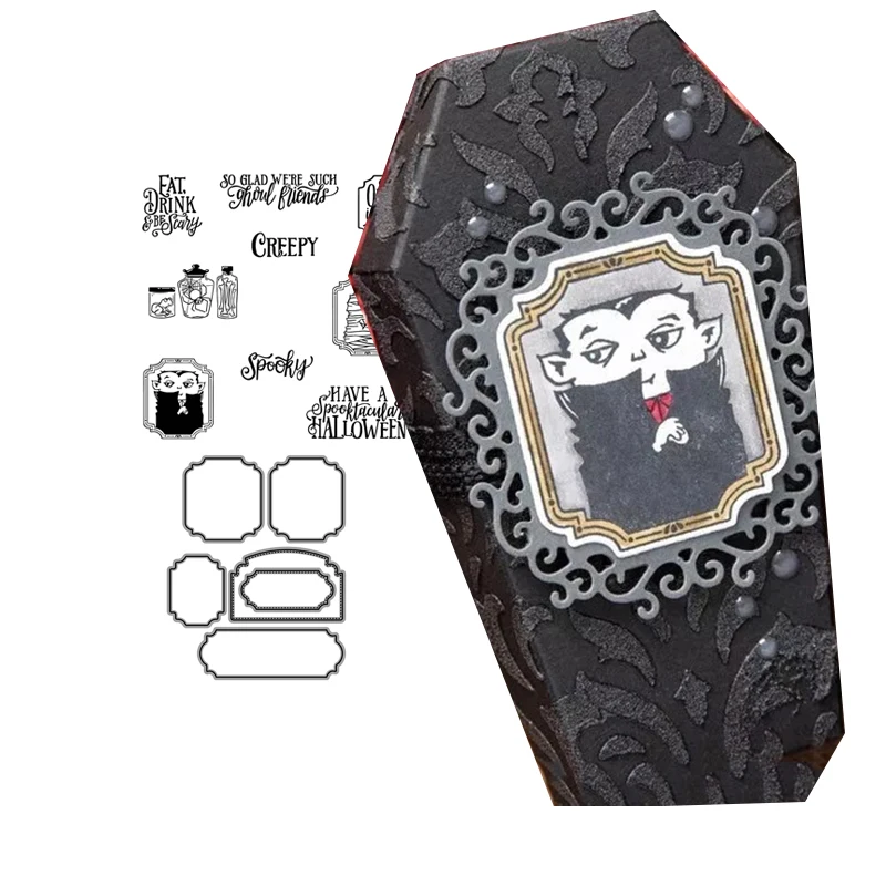 

Halloween Greepy Metal Cutting Dies and Rubber Stamps for DIY Scrapbooking Craft Stencil Card Make Album Sheet Decor New Die Cut