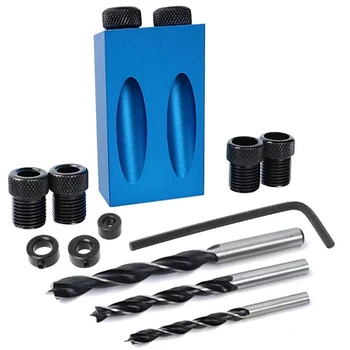 

14Pcs Pocket Hole Jig,15 Degree Dowel Drill Joinery Kit ,for Woodworking Angle Drilling Holes,Carpenters Woodwork Guides Joint A