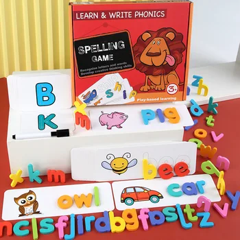 

Children Three-in-One Lettered Spell the Word Card Toy Montessori Teaching Aids Learning Cognitive English Lettered Educational