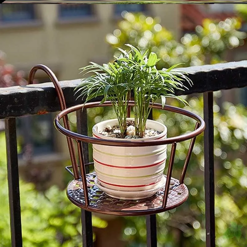 Flower Pot Organizer Hanging Rack Storage Basket Rack Closet Holders Balcony Rail Planter Shelf Fence Railing Flower Pots Holder