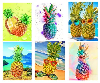 

5D DIY Diamond painting landscape Lovely Pineapple Wear glasses Pineapple flower Diamond embroidery crossstitch home decoration