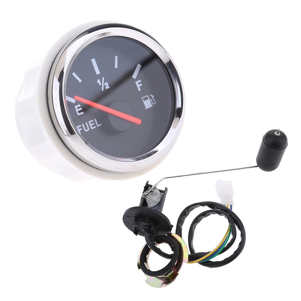NEW 52mm Fuel Level Gauge Meter + Fuel Sensor E-1/2-F Pointer Trim Kit