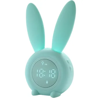 

Sleep Trainer Temperature Display Thermometer Snoozing Touch Control Rabbit Shaped Children Night Light Kids Alarm Clock Gifts
