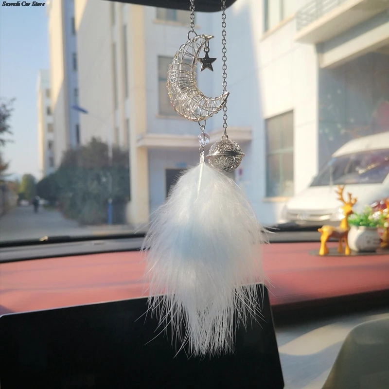 Car Dream Catcher Feather Pendants White Pink Fluffy Feather Soft Hanging Ornament Auto Home Wall Pendant Decoration Gifts New