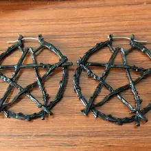 Regalrock Горячая ветка черная пентаграмма колдовство амулет оккультные Wiccan ювелирные изделия серьги гвоздики