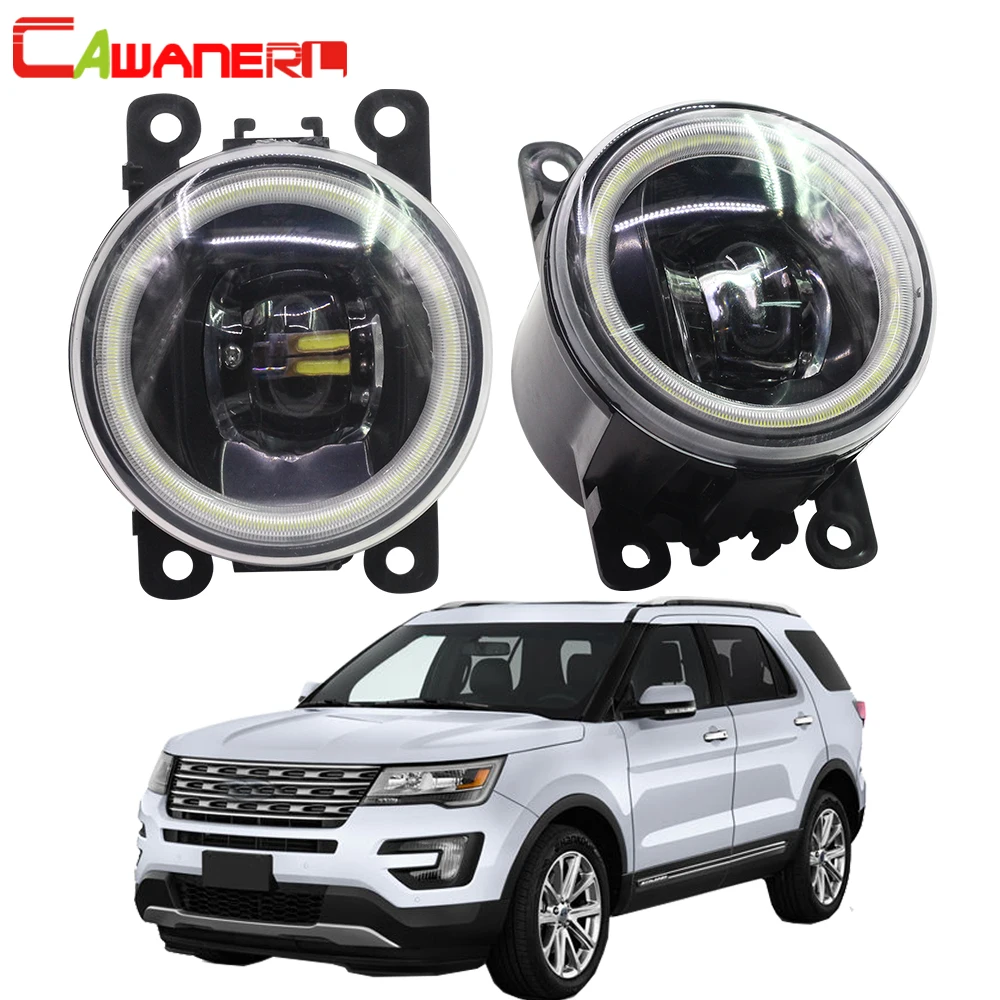 Cawanerl For Ford Explorer 2011 2012 2013 2014 Car LED Lamp H11 Fog Light Angel Eye Daytime Running Light DRL 4000LM 12V