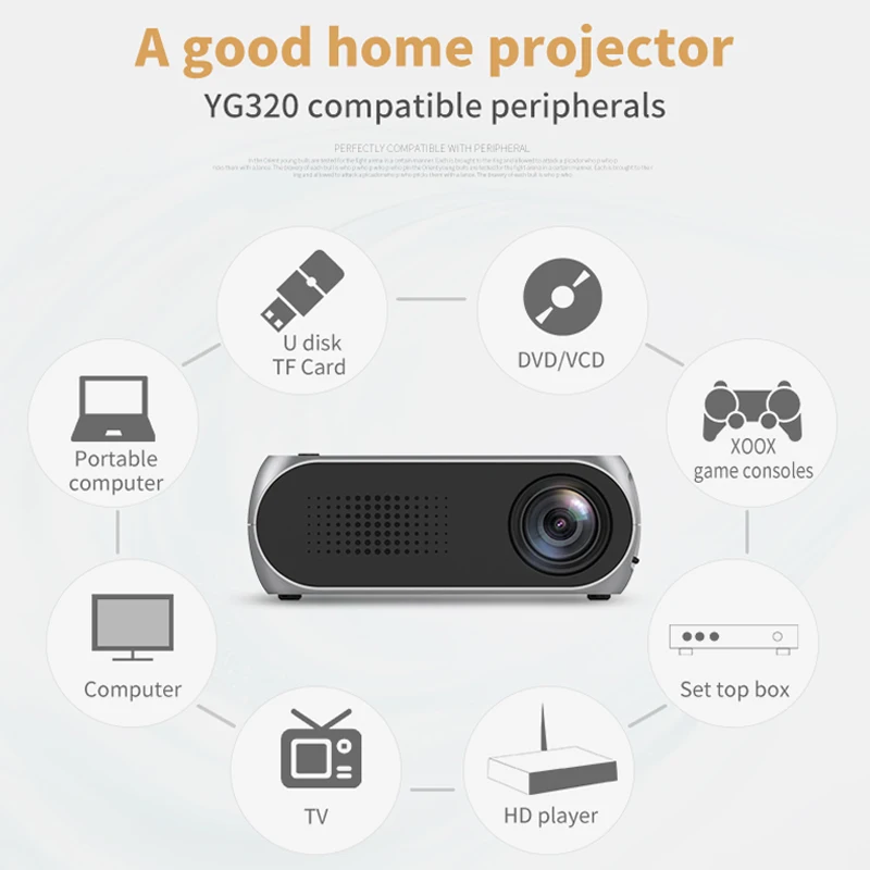 YG320 встроенный мини проектор YG300 Upgrade Portatil Led Proyector Аудио HDMI USB Домашний кинотеатр