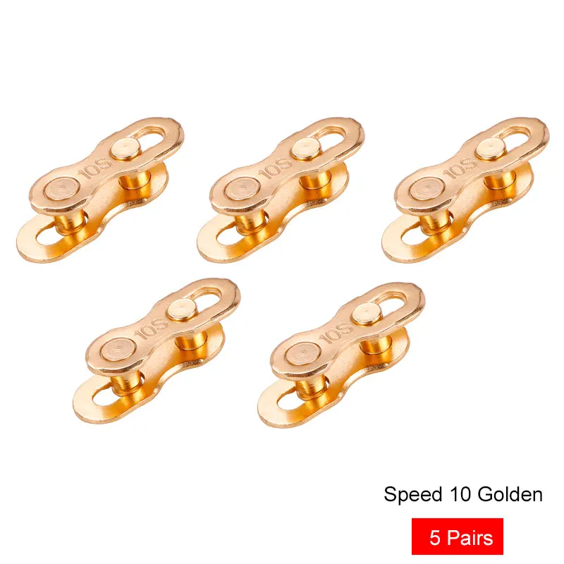 10S Golden 5 Pair Инструмент для демонтажа цепи велосипеда(быстроразъемные пряжки 1/5/детские носки по 10 пар в одной для детей 6/7 на возраст 8, 9, 10, 11, Скорость планка цепи соединительных звеньев цепей сплава Сталь Никель покрытая серебром г - Цвет: 10S Golden 5 Pair