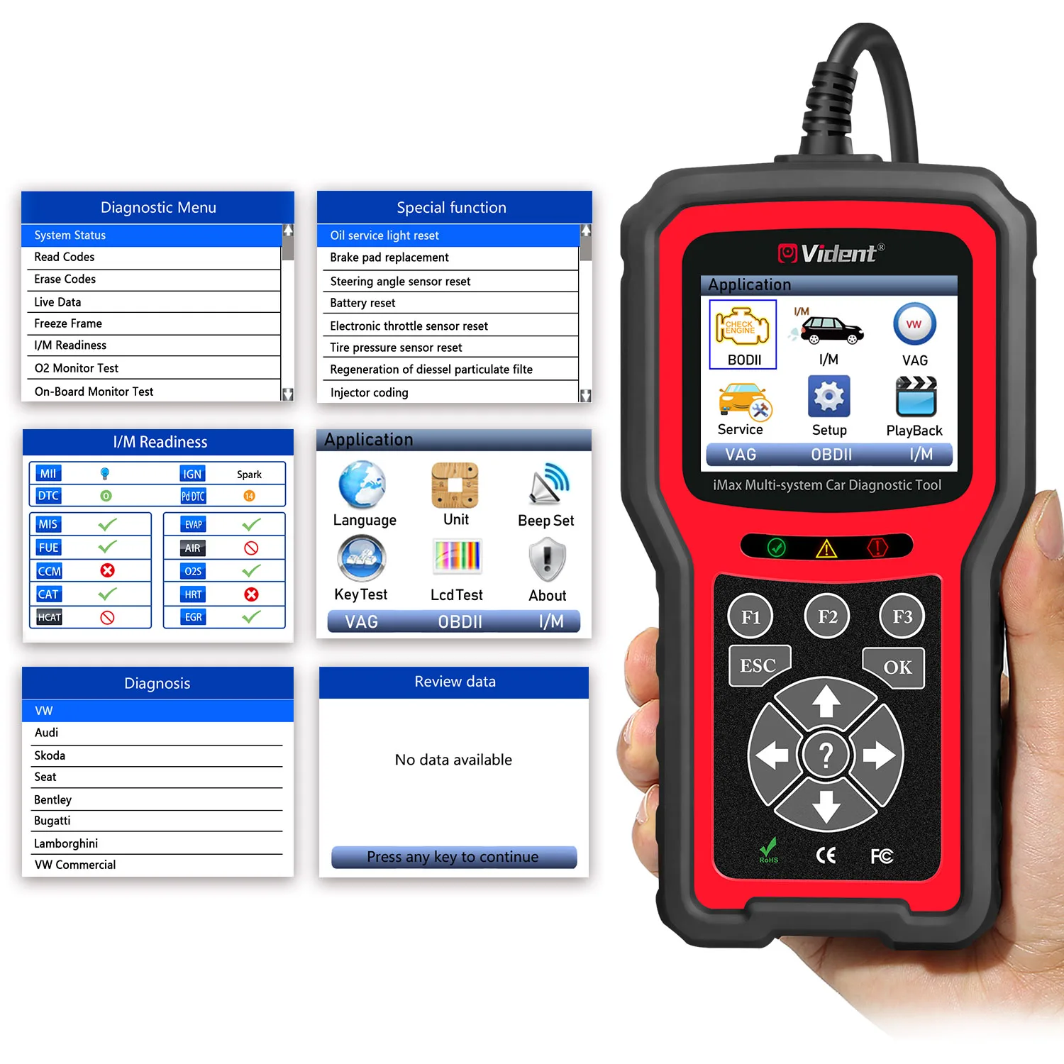 VIDENT iMax4301 VAWS для VAG OBD2 EOBD сканер с TPMS AFS BRT SAS EPB DPF услуги сброса AUDI/Skoda Автомобильные