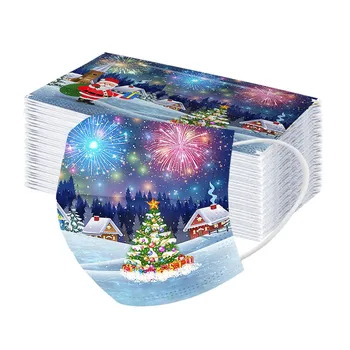 

Christmas Mask Disposable Nonwoven Meltblown 3 Layer Ply Filter Mask Mouth Face Mask Filter Safe Breathable Protective Masks