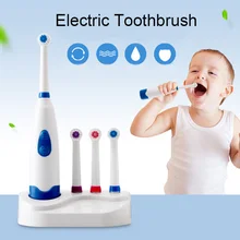 1 Набор, электрическая зубная щетка с 4 вращающимися головками, на батарейках, гигиена полости рта, не перезаряжаемая зубная щетка для детей