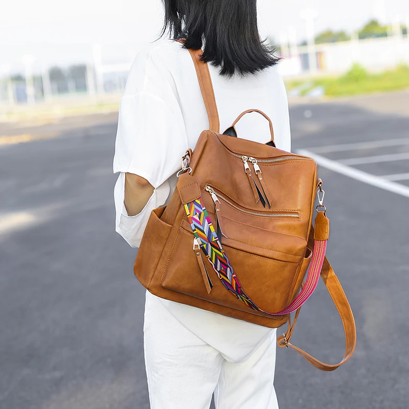 mochila retro feminina de couro sintetico mochila grande estilo boemio para mulheres ideal para viagens e