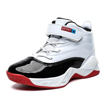 

2019 New Style PU Leather Basketball Shoes for Kids Boys Outdoor Sneakers Children's Sport Shoes Medium Cut Trainers