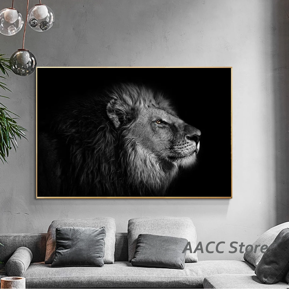

Modern Lion Portrait Canvas Painting Black And White Photography Cuadros for Wall Art Picture Room Home Decor Poster and Prints