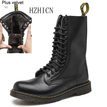 

Couple Boots Plus Size 35-47 Warmest Snow Moots Men Non-Slip 2020 Comfortable Leather Men Winter High-Top Martin Boots